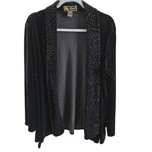 Mirasol Woman Size L Velvet Open Front Cardigan Textured Burnout Collar & Front